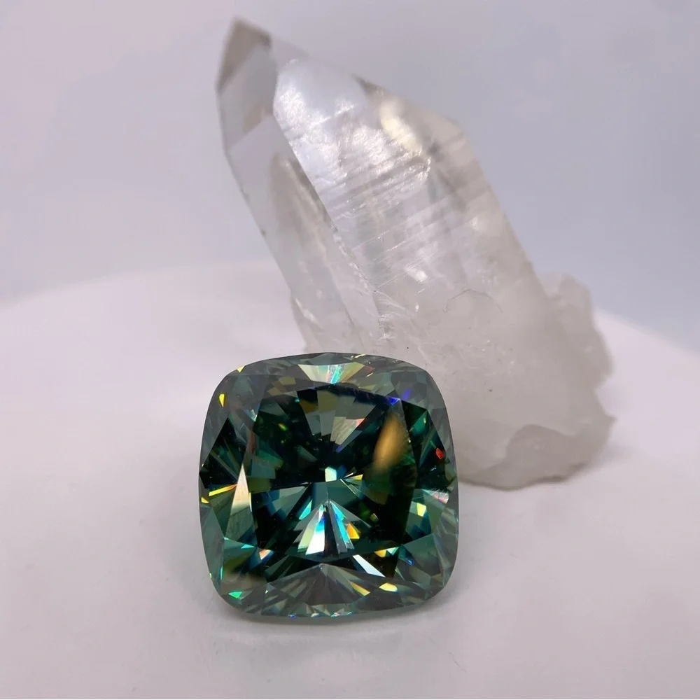 Huge Moissanite 73.90 Ct Vivid Blue Cushion Cut Extremely Rare Loose Gemstone